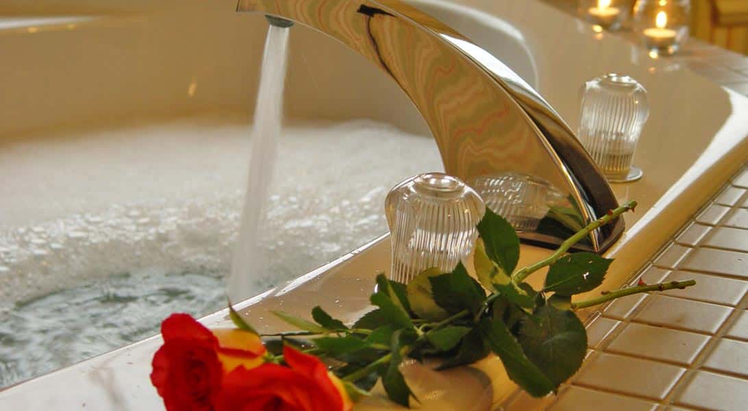 bathtub with bubble bath